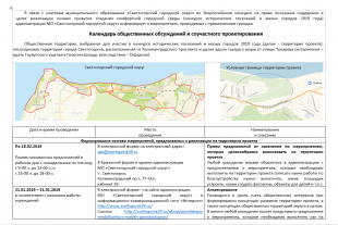 2019. Отрадное. Календарь общественных обсуждений и соучастного проектирования